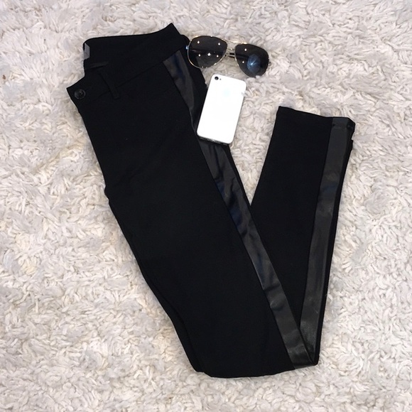 PAIGE Pants - Paige Black Leggings Faux Leather Sides